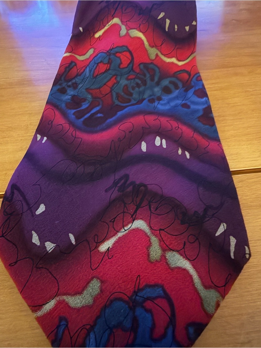 VTG 1996 J. Garcia Capillaries Vibrant Abstract Print Silk Tie